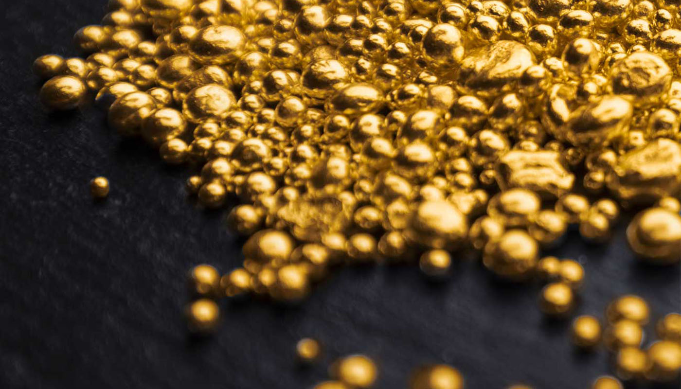 Gold granules in Swiss bonded warehouse